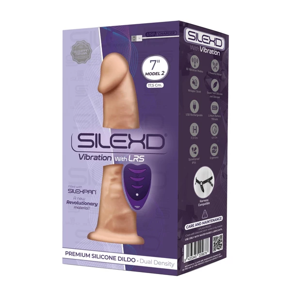 Silexd Model 2 7' Vibration + Lrs - Dildo wibrujące na przyssawce z pilotem