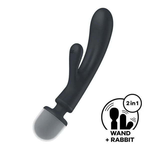 Satisfyer Triple Lover - Trojitý vibrátor, králiček + hůlka, sivý