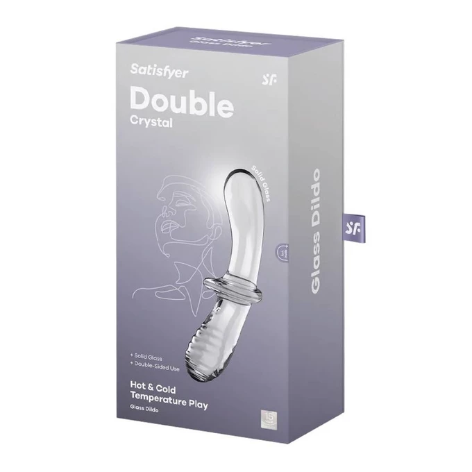 Satisfyer Double Crystal - Obojstranné dildo, priehľadné