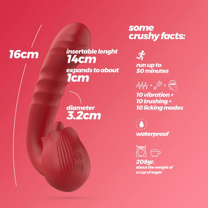 Crushious Osiria - Vibračný zajačik s pulzáciou a simuláciou orálneho sexu