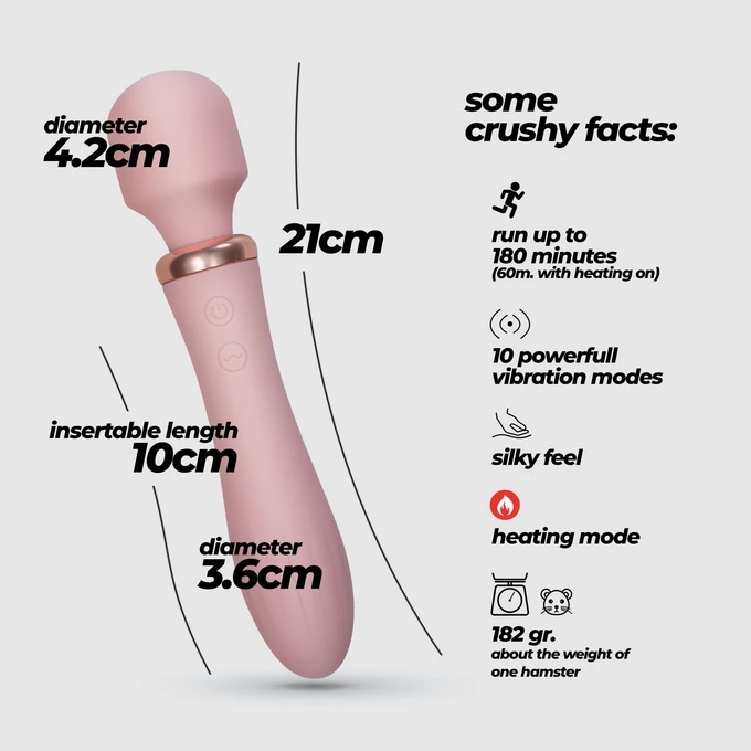 Crushious Dual Massage Wand Jinx - Podwójny wibrator typu wand, z funkcją podgrzewania