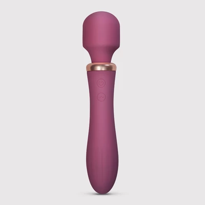 Crushious Dual Massage Wand Jinx - Dvojitý vibrátor typu wand s funkciou zahrievania, Bordový