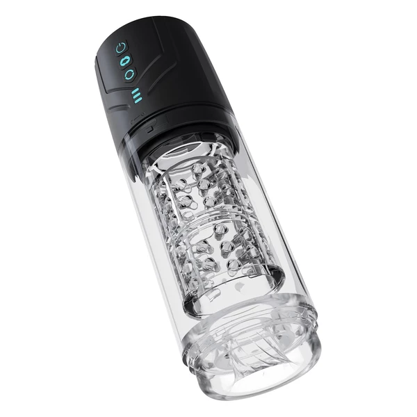 Blush M For Men Whirlwind Pro Black - Automatický masturbátor s funkciou odsávania a otáčania