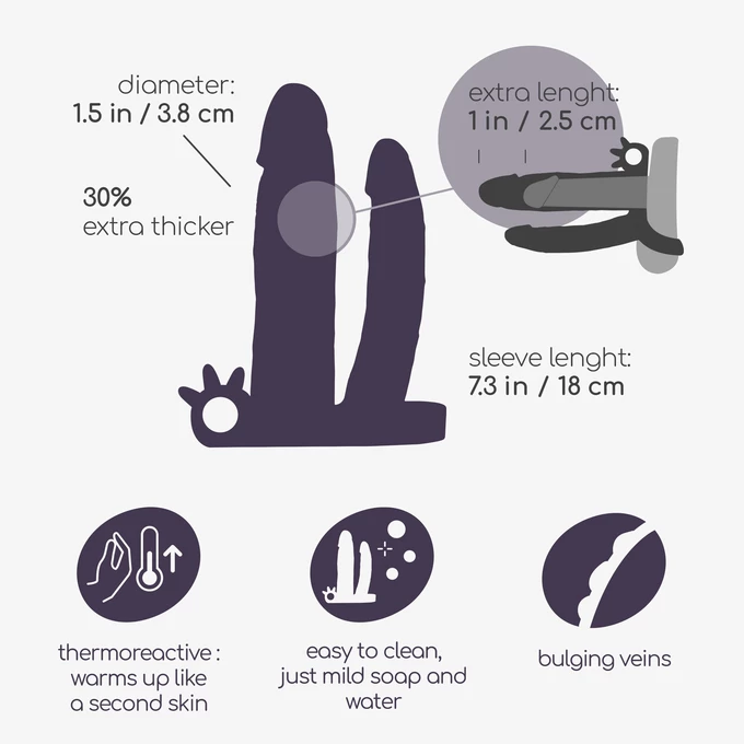Crushious General Dickobi - Vibračný predlžovací návlek na penis s dildom