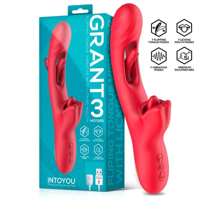 Intoyou Grant - Vibrátor králika s funkciou rotácie a simuláciou orálneho sexu