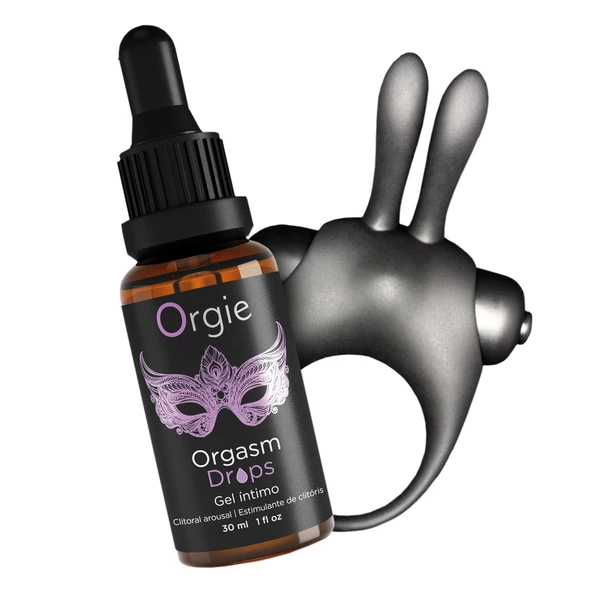 Orgie Orgasmic Bunny - Sada erekčného krúžku so stimulačným olejom