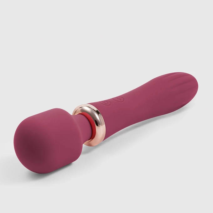 Crushious Dual Massage Wand Jinx - Podwójny wibrator typu wand, z funkcją podgrzewania, Bordowy