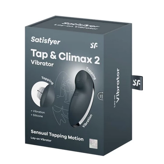 Satisfyer Tap &amp; Climax 2 blue - Klitorisový vibrátor, tmavošedá