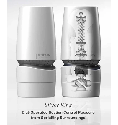 Tenga Aero Silver Ring - Klasický masturbátor s sacím efektem a spirálovou strukturou