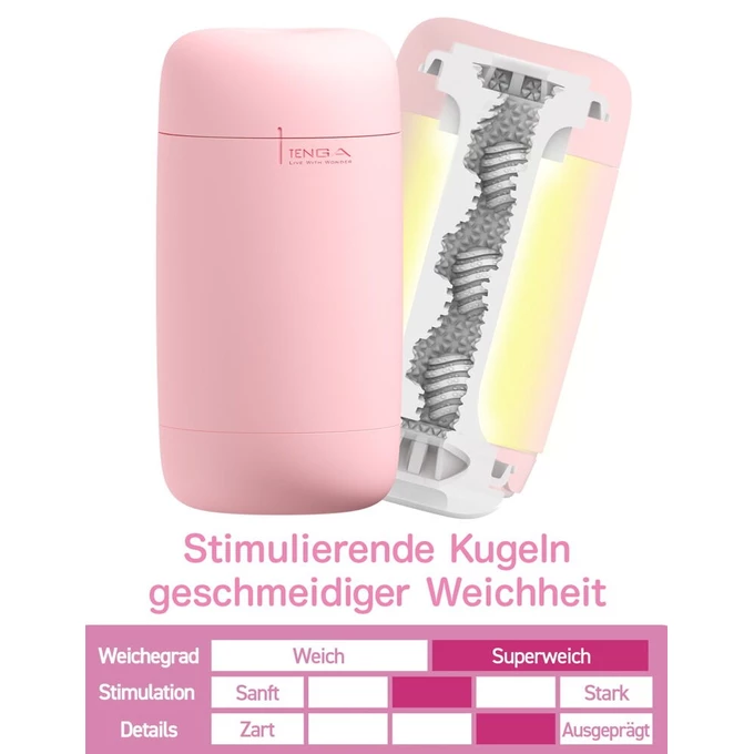 Tenga Puffy Strawberry pink  - Klasický masturbátor s mäkkou textúrou
