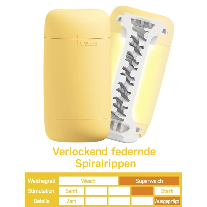 Tenga Puffy Custard Yellow - Klasický masturbátor s mäkkou textúrou