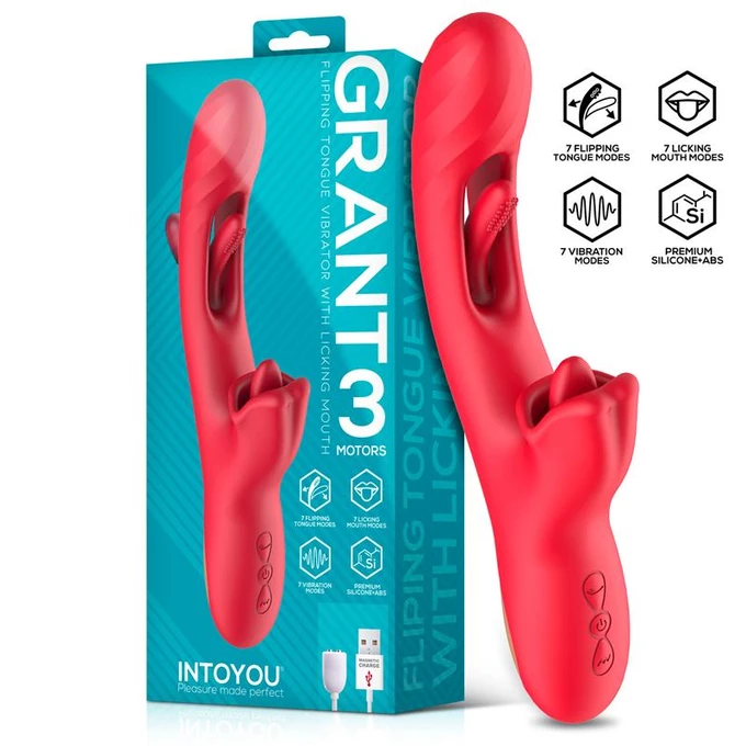 Intoyou Grant - Vibrátor králika s funkciou rotácie a simuláciou orálneho sexu