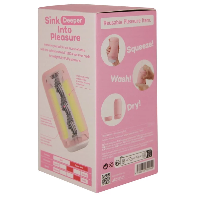 Tenga Puffy Strawberry pink  - Klasický masturbátor s mäkkou textúrou