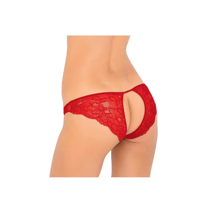 Rene Rofe Pure NV - Majtki z otwartym krokiem, czerwone