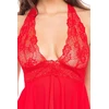 Rene Rofe 2Pc Lace &amp; Mesh Halter Babydoll  - Babydoll, czerwone