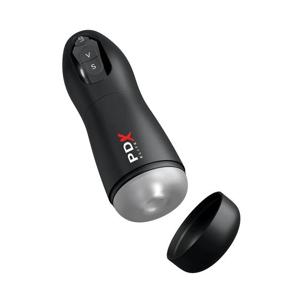 Pipedream PDX Elite Suck-O-Matic Clear - Masturbator wibrujący z funkcją ssania