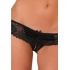 Rene Rofe Crochless Lace BoyShort - Koronkowe majtki z otwartym krokiem, czarne