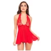 Rene Rofe 2Pc Lace &amp; Mesh Halter Babydoll  - Babydoll, czerwone