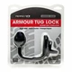 Perfect Fit Armour Tug Lock  - prsteň s priečkou a análnym kolíkom čierny