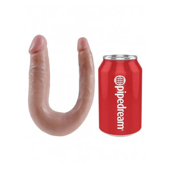 King Cock U-Shaped Small Double Trouble - podwójne dildo