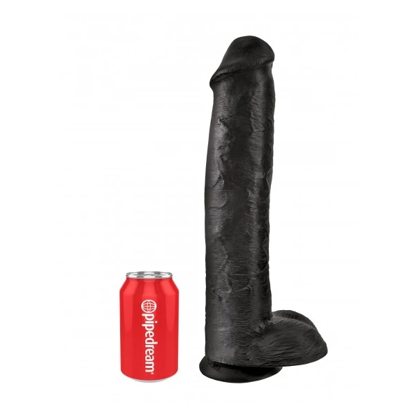 King Cock 15" Cock with Balls Black - dildo
