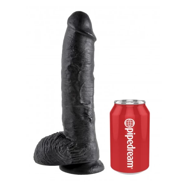 King Cock 10&quot; Cock with Balls Black - dildo