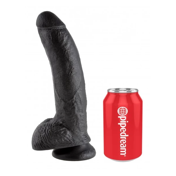 King Cock 9&quot; Cock with Balls Black - dildo