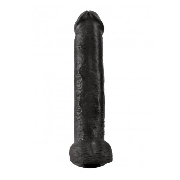 King Cock 15" Cock with Balls Black - dildo