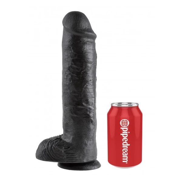 King Cock 11&quot; Cock with Balls Black - dildo