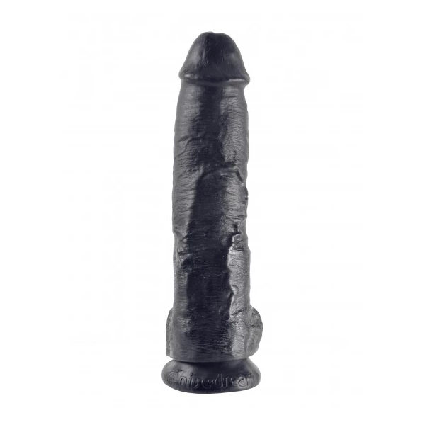 King Cock 10&quot; Cock with Balls Black - dildo