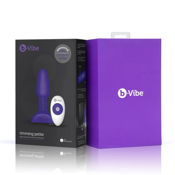 B-Vibe Rimming Petite Remote Control Plug-wibrujący korek analny, Fioletowy