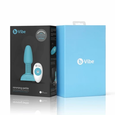 B-Vibe Rimming Petite Remote Control Plug-wibrujący korek analny, Niebieski