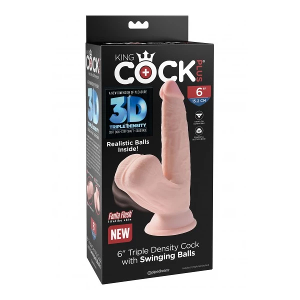 King Cock 3D Cock Swinging Balls 6 Inch - Dildo klasyczne