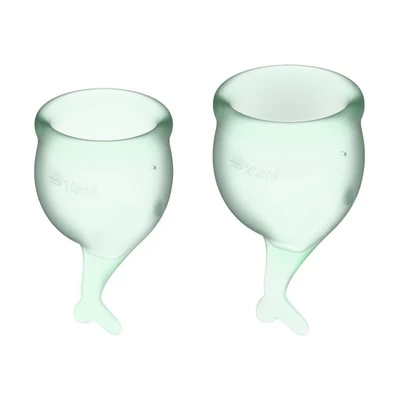 Satisfyer Feel Secure Menstrual Cup Set Light Green - Kubeczki menstruacyjne
