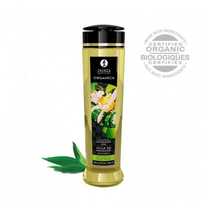 Shunga Natural Massage Oil Organica Green Tea 240ml - organiczny olejek do masażu