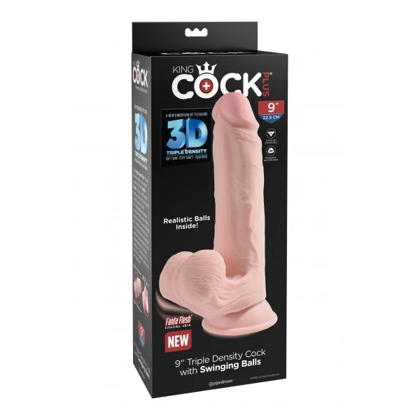 King Cock 3D Cock Swinging Balls 9 Inch - Dildo klasyczne