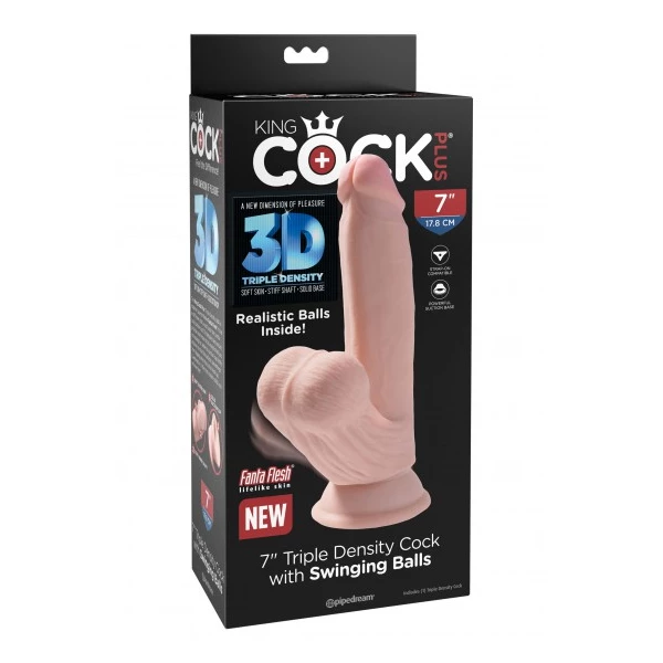 King Cock 3D Cock Swinging Balls 7 Inch - Dildo klasyczne