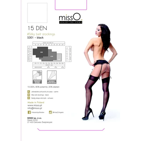 MissO S301 - Pończochy do pasa, Czarne
