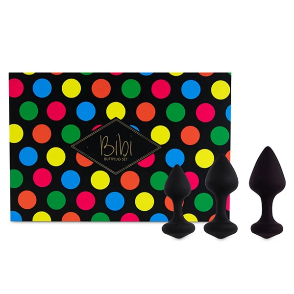 FeelzToys Bibi Butt Plug Set 3 szt - Korek analny, Czarny